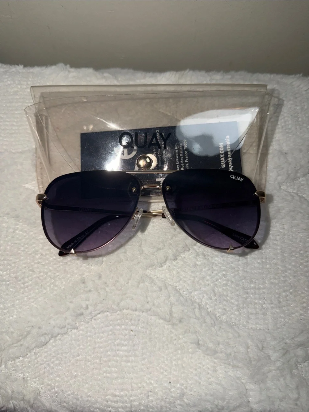 Quay Australia Gold-Frame Sunglasses with Purple Gradient Lenses